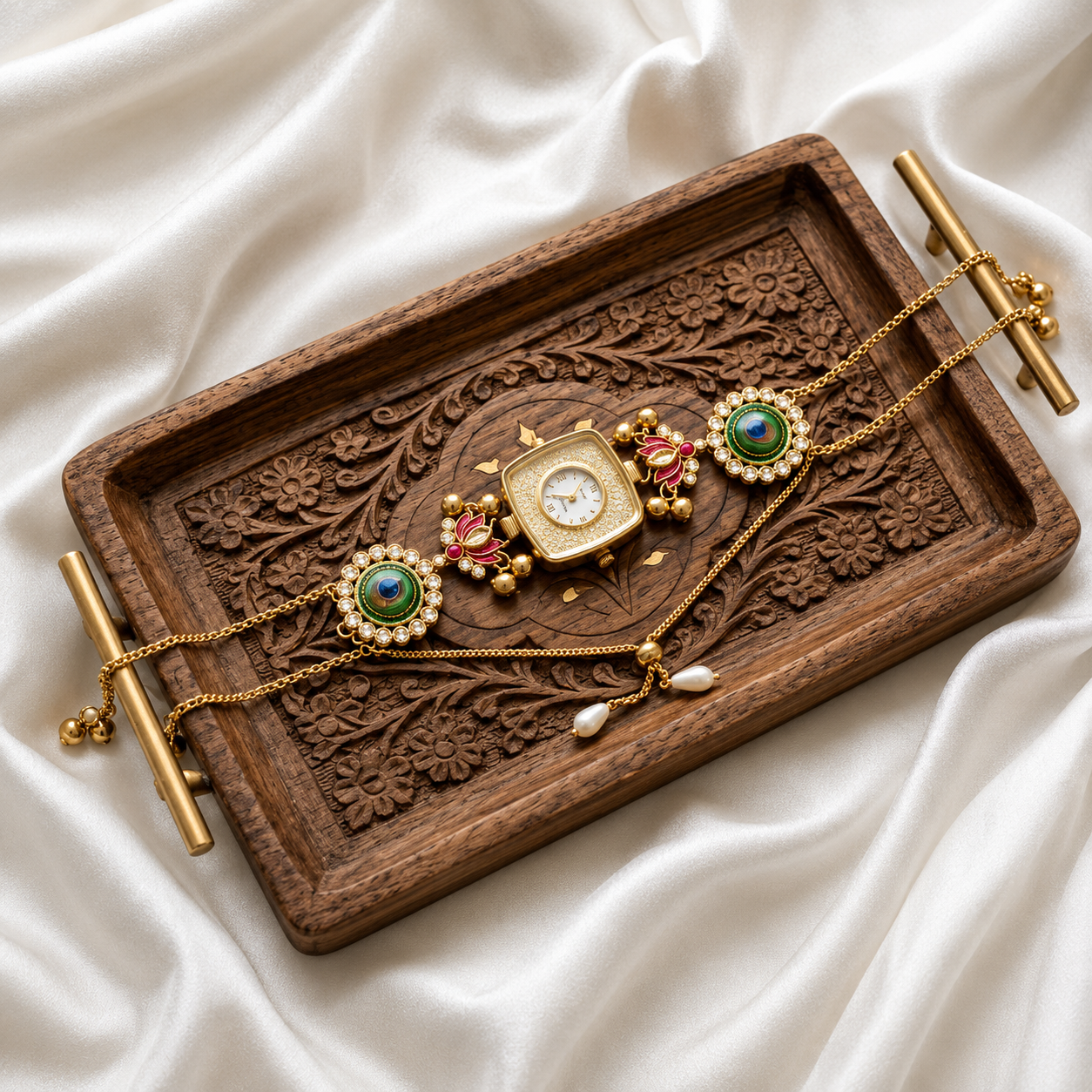 Kundan designed Watch | hand Jewelry