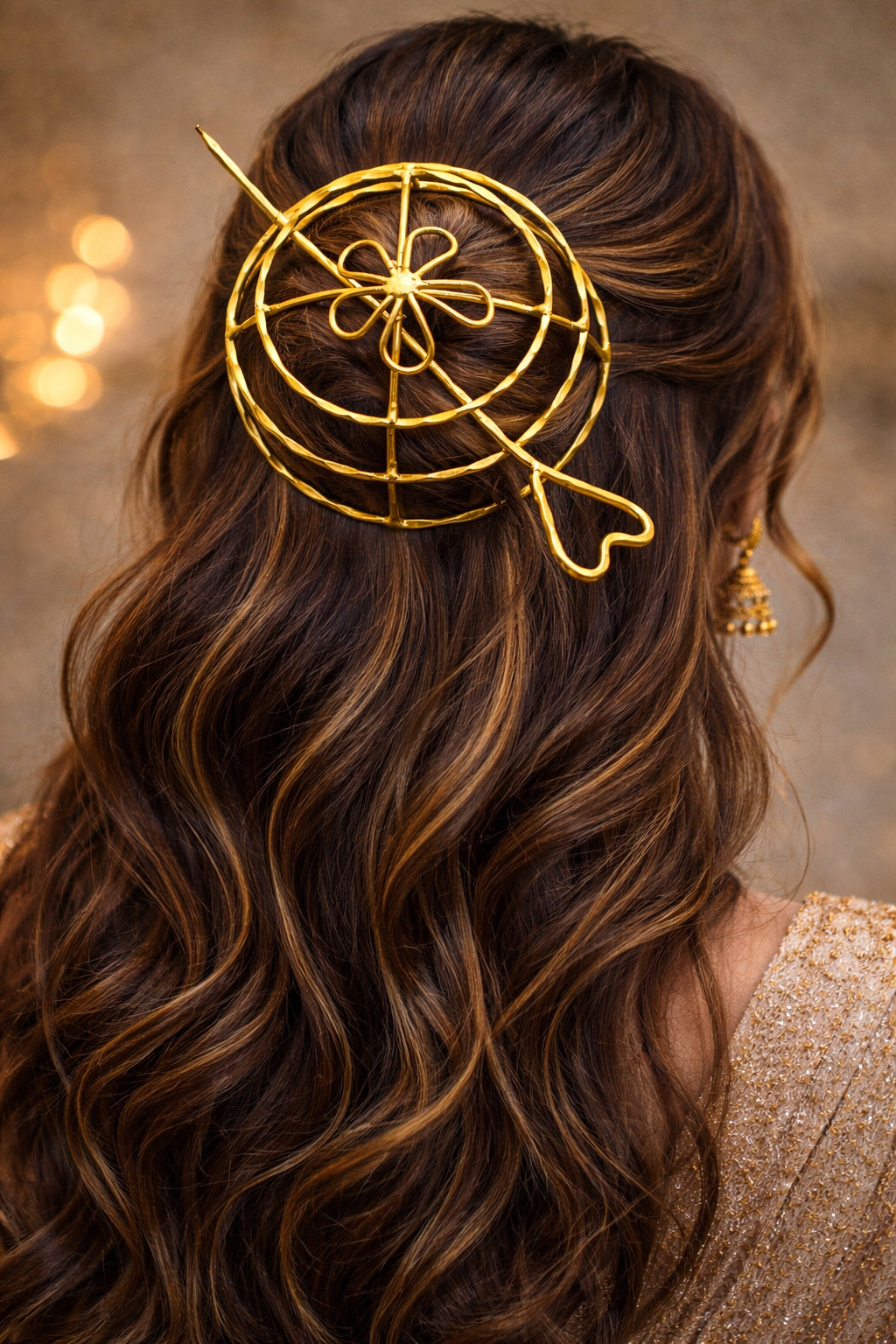 Women Gold Plated Hair Accessory Set | bun styling