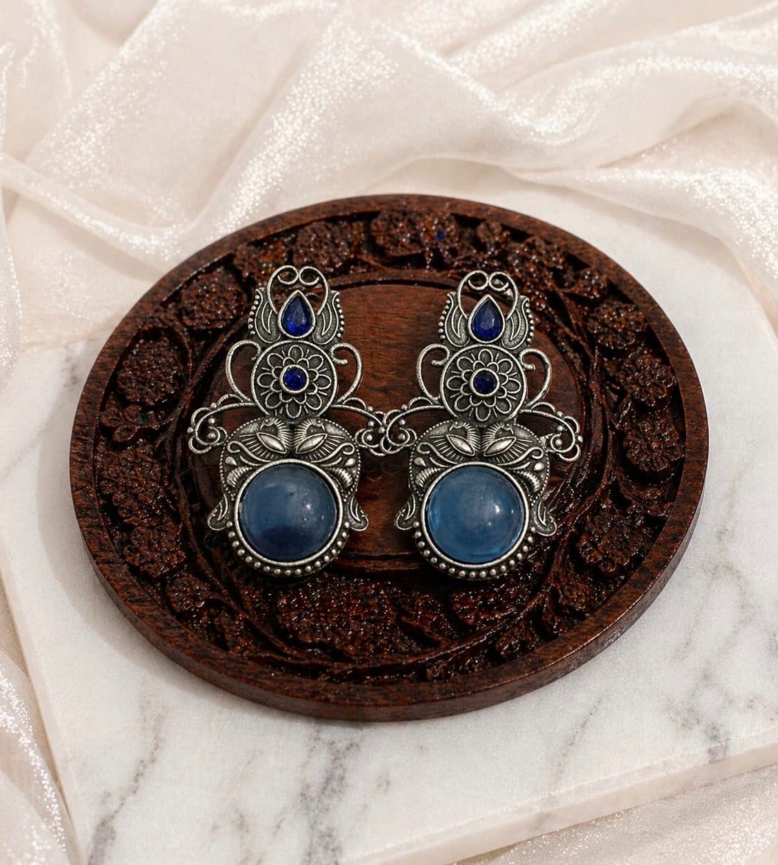 Monalisa stone Statement light-weighted  Silver Earrings