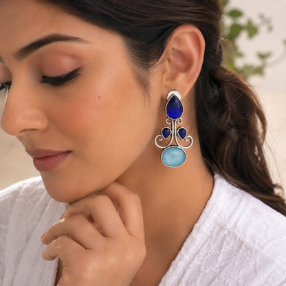 Monalisa stone Statement light-weighted  Silver Earrings