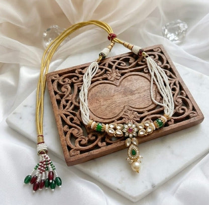 meraaki - heritage 18k gold plated kundan necklace set