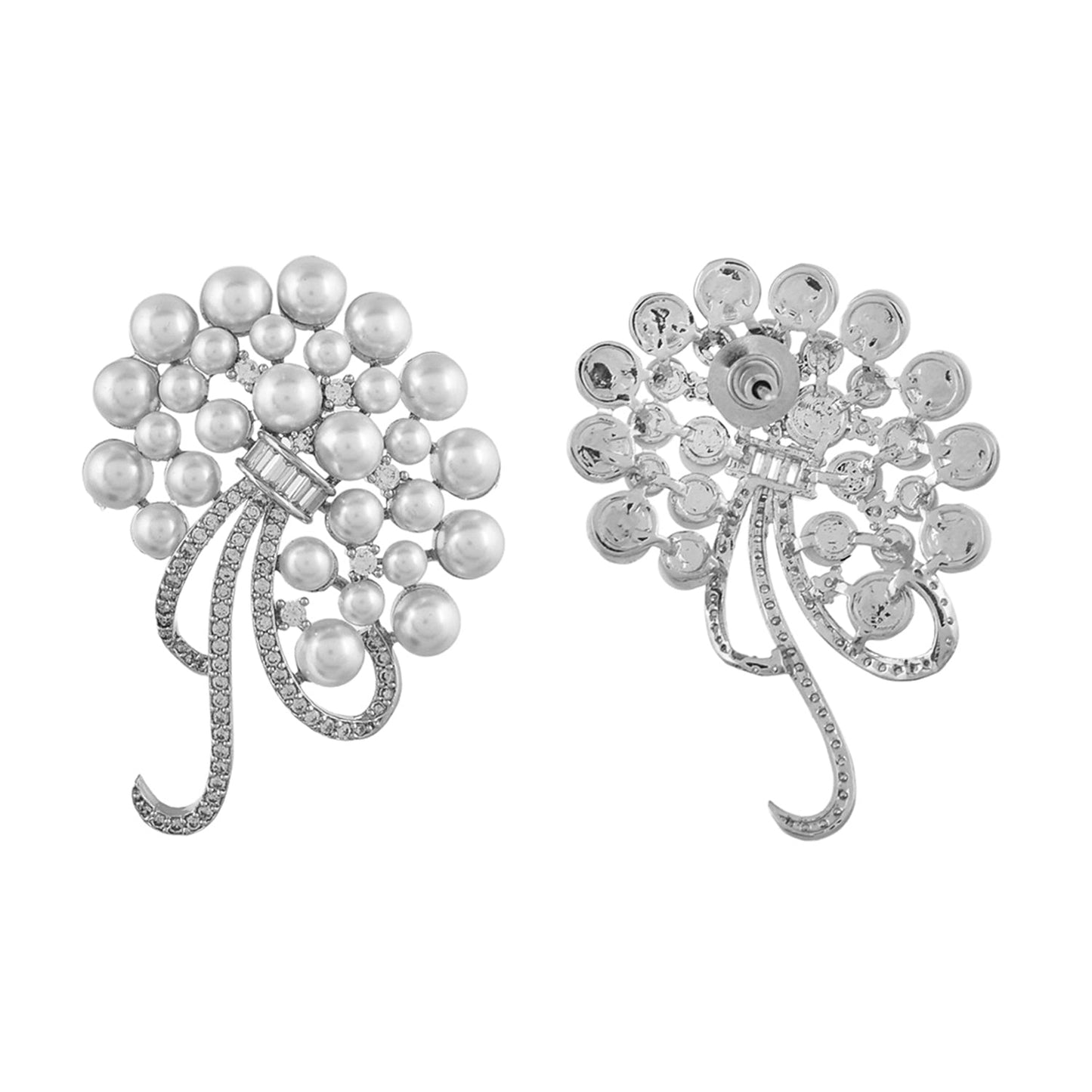 Guldasta 💐 | American Diamond earrings oxidised German silver Earrings saree kurta Bloom - By Sushmita India Navratri Diwali Ganpati holi Eid