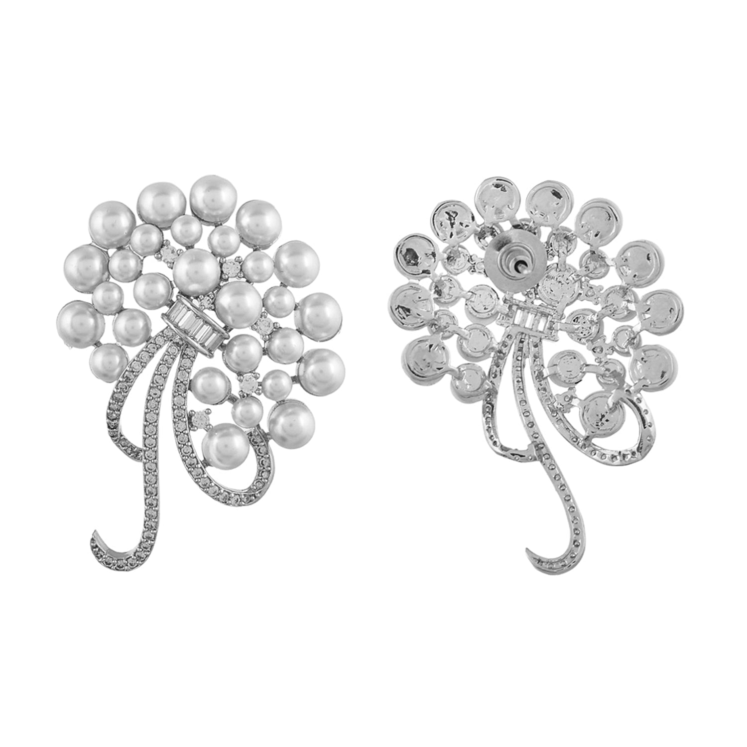 Guldasta 💐 | American Diamond earrings oxidised German silver Earrings saree kurta Bloom - By Sushmita India Navratri Diwali Ganpati holi Eid