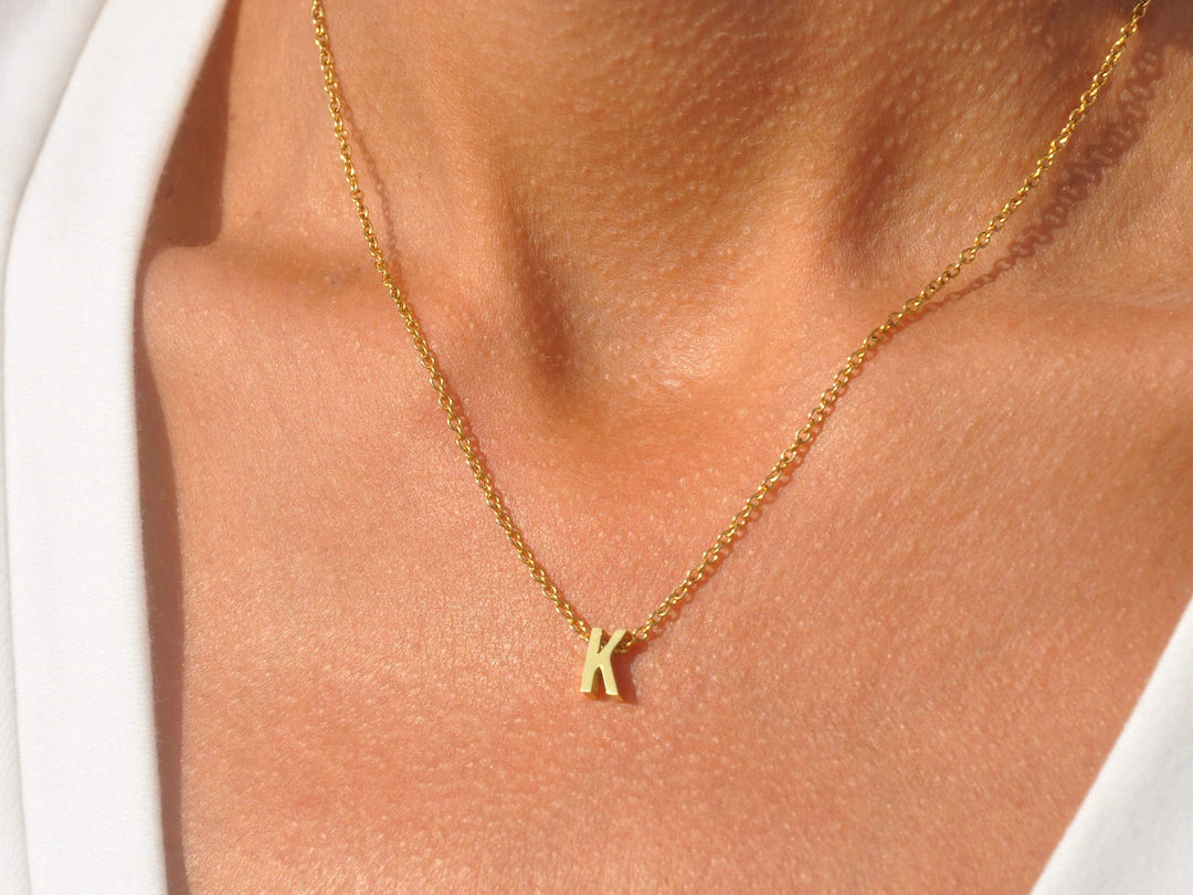 18k Gold plated Anti tarnish Initial Chain Necklace