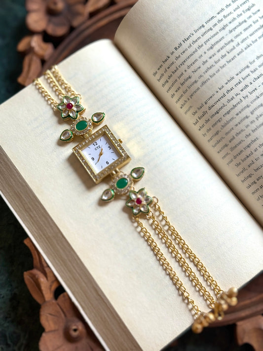 Kundan designed Watch | hand Jewelry