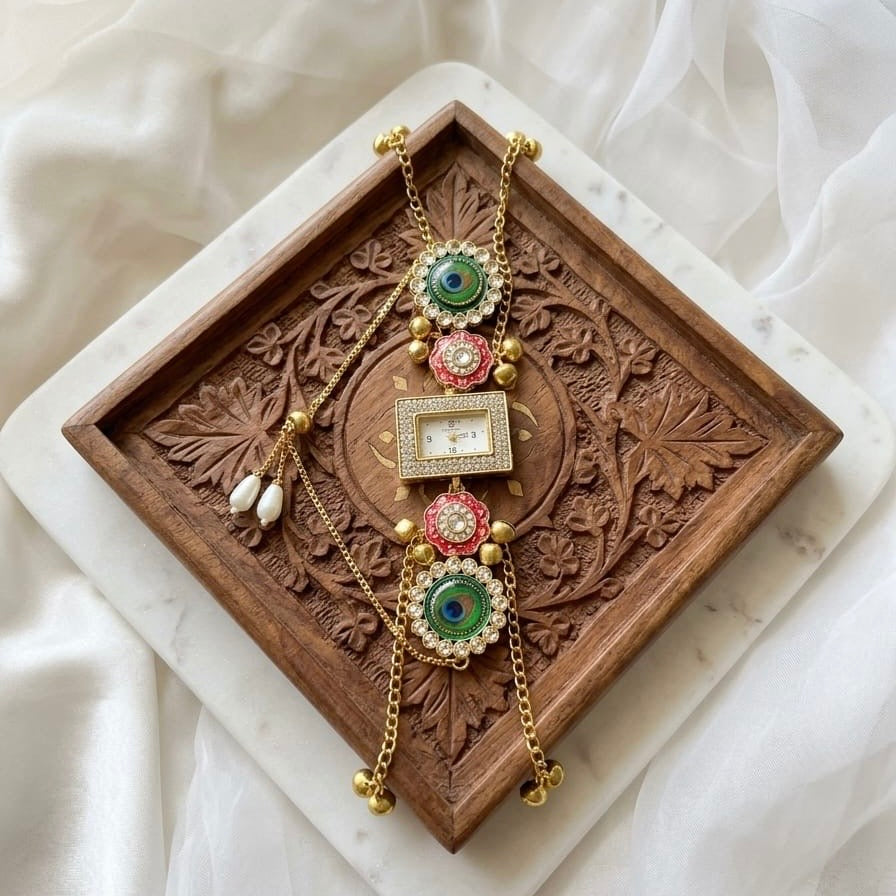 Kundan designed Watch | hand Jewelry