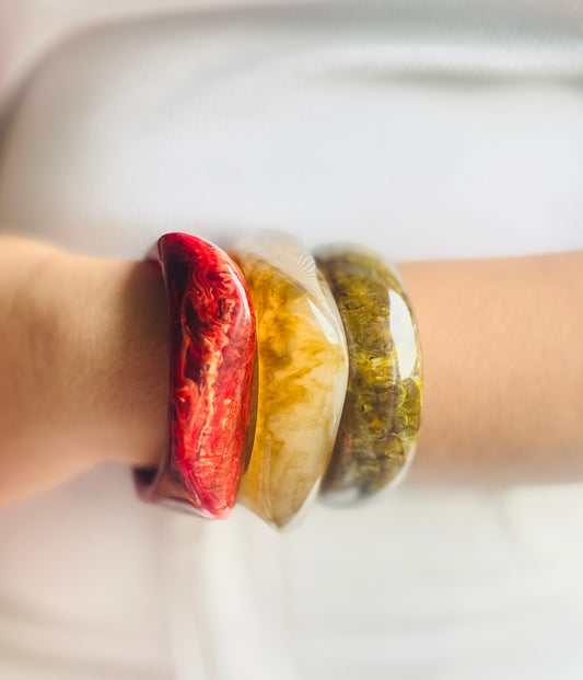 Resin Bracelet Stack / kada 3- piece Set colorful