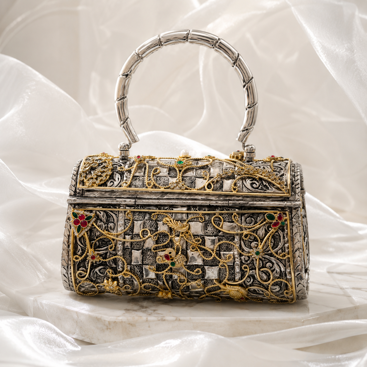 Multicolor Dual-Tone Jadau Kundan Embellished premium Bag by