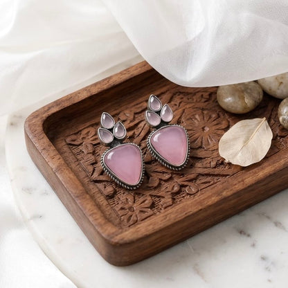 Monalisa stone Statement light-weighted  Silver Earrings