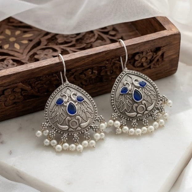 Monalisa stone Statement light-weighted Silver Earrings