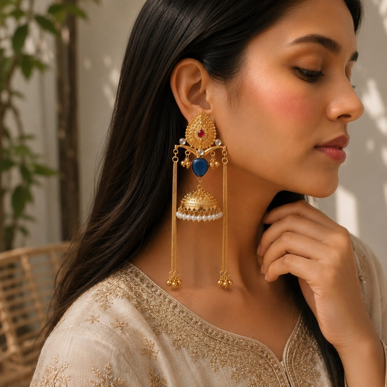 Sanya | gold plated Jhumka Earrings