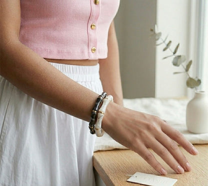 Resin retro style stackable bracelet stretchable