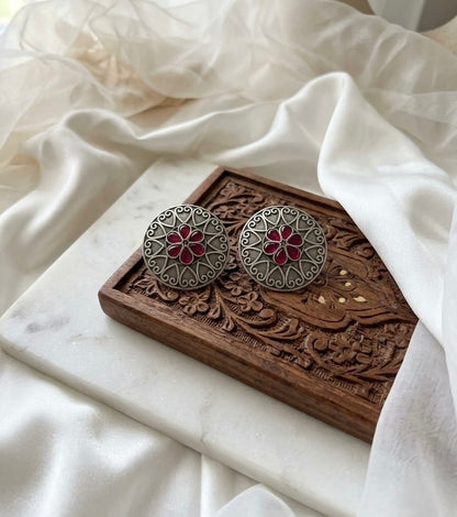 Monalisa stone Statement light-weighted  Silver Earrings