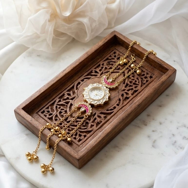 Kundan designed Watch | hand Jewelry