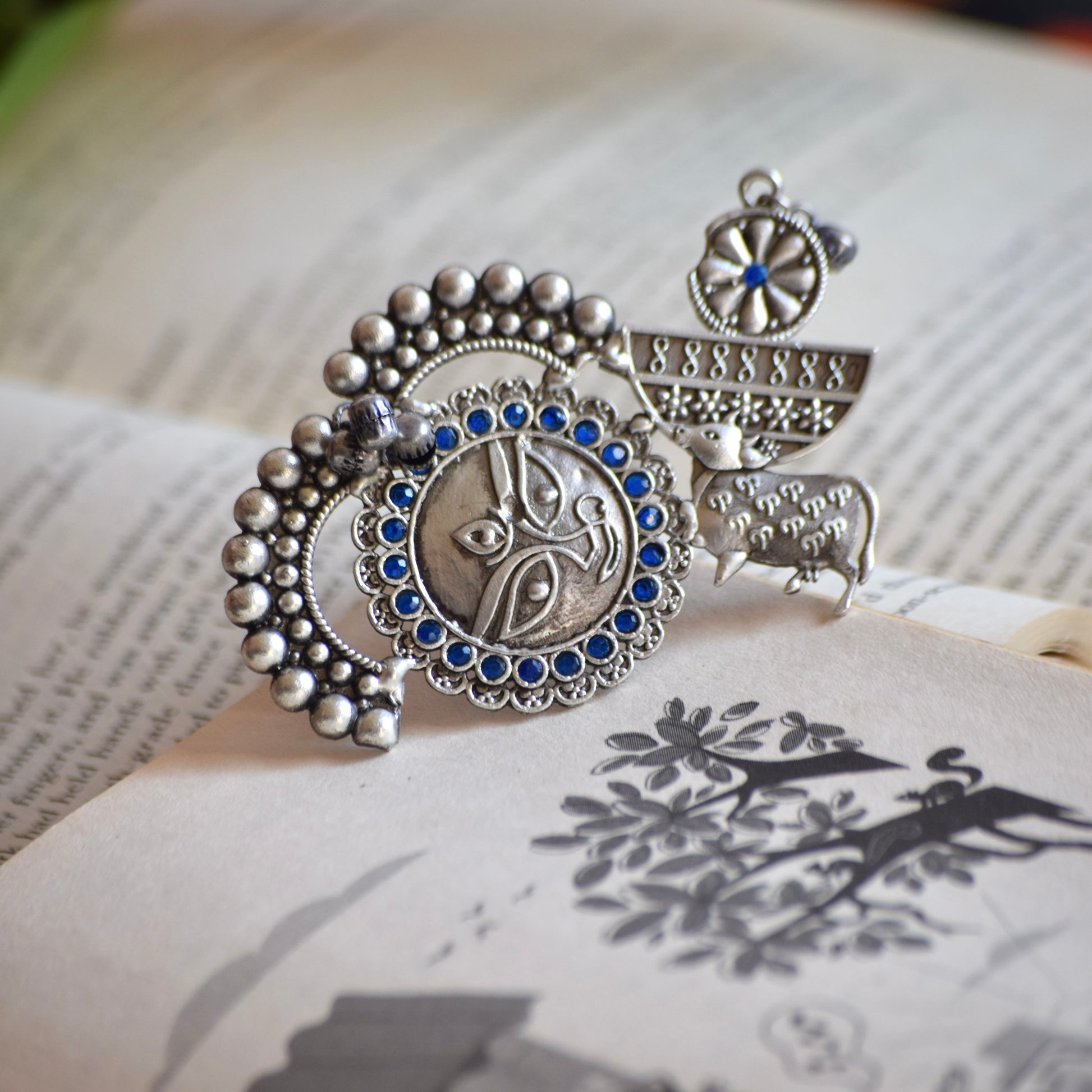 Fusion Ring Default Title oxidised German silver Rings ethnic statement jewellery for saree kurta lehengas outfits by Bloom - By Sushmita India