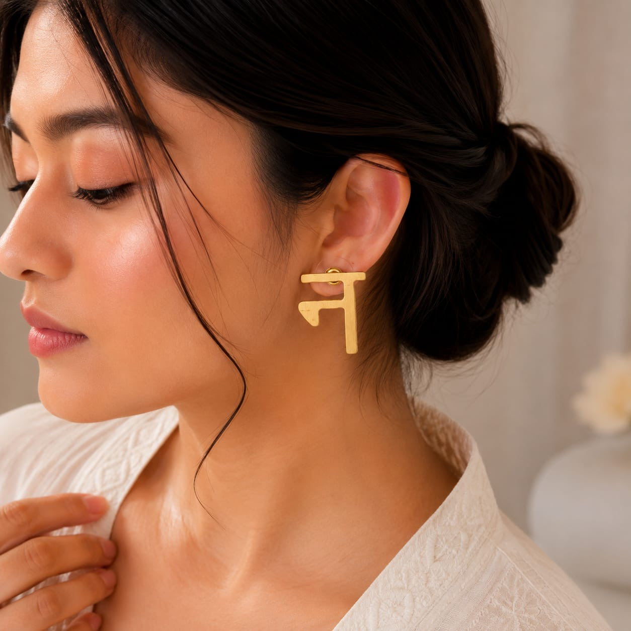 Hindi Vyanjan Earrings Studs | Hindi alphabets letter Jewellery