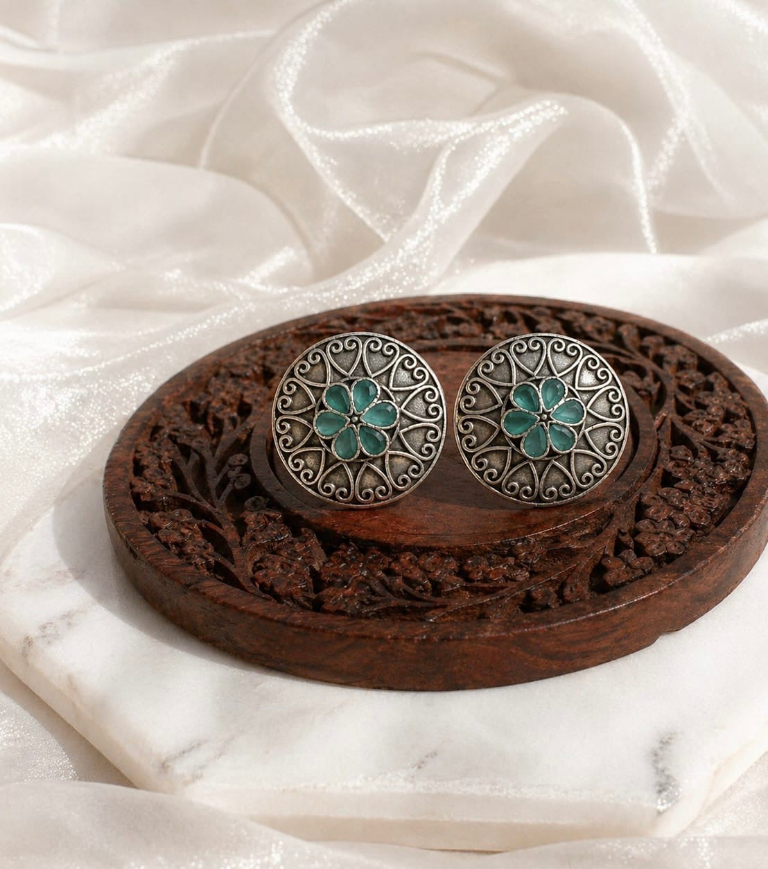 Monalisa stone Statement light-weighted  Silver Earrings