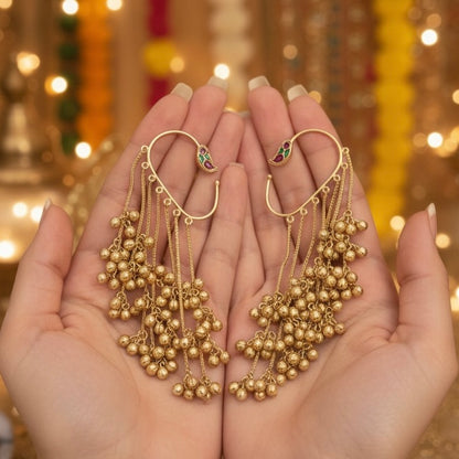 Suparna  | gold plated tassel ear cuffs | ghungru Earrings