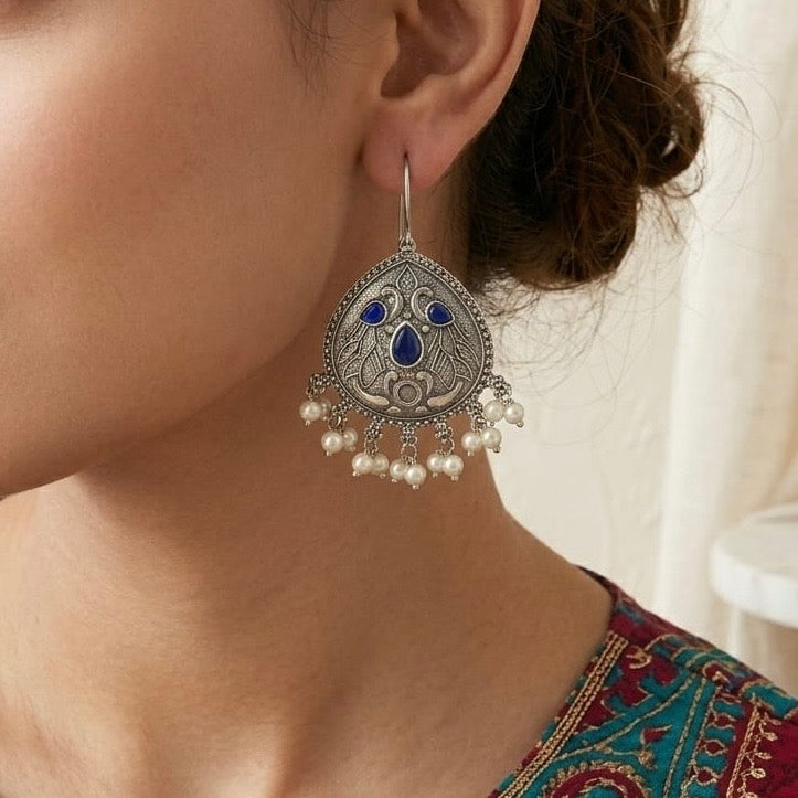 Monalisa stone Statement light-weighted Silver Earrings
