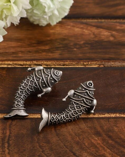 Silver fish Earrings - Bloom - By Sushmita