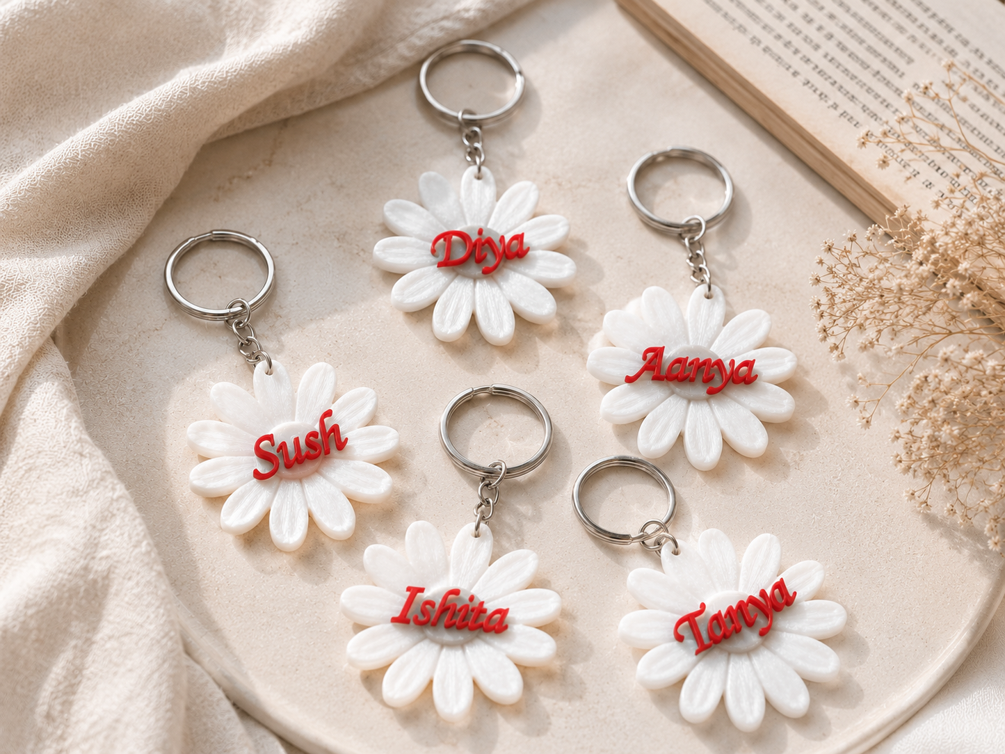 Custom Name Daisy Keychain 🌼
