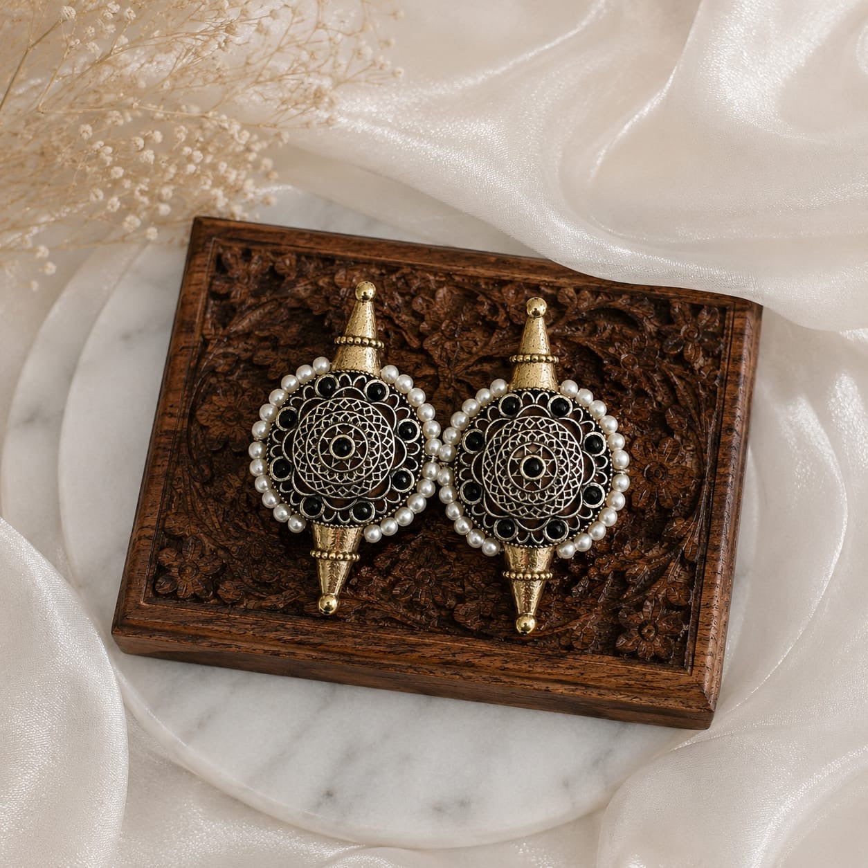 Monalisa stone Statement light-weighted  Silver Earrings