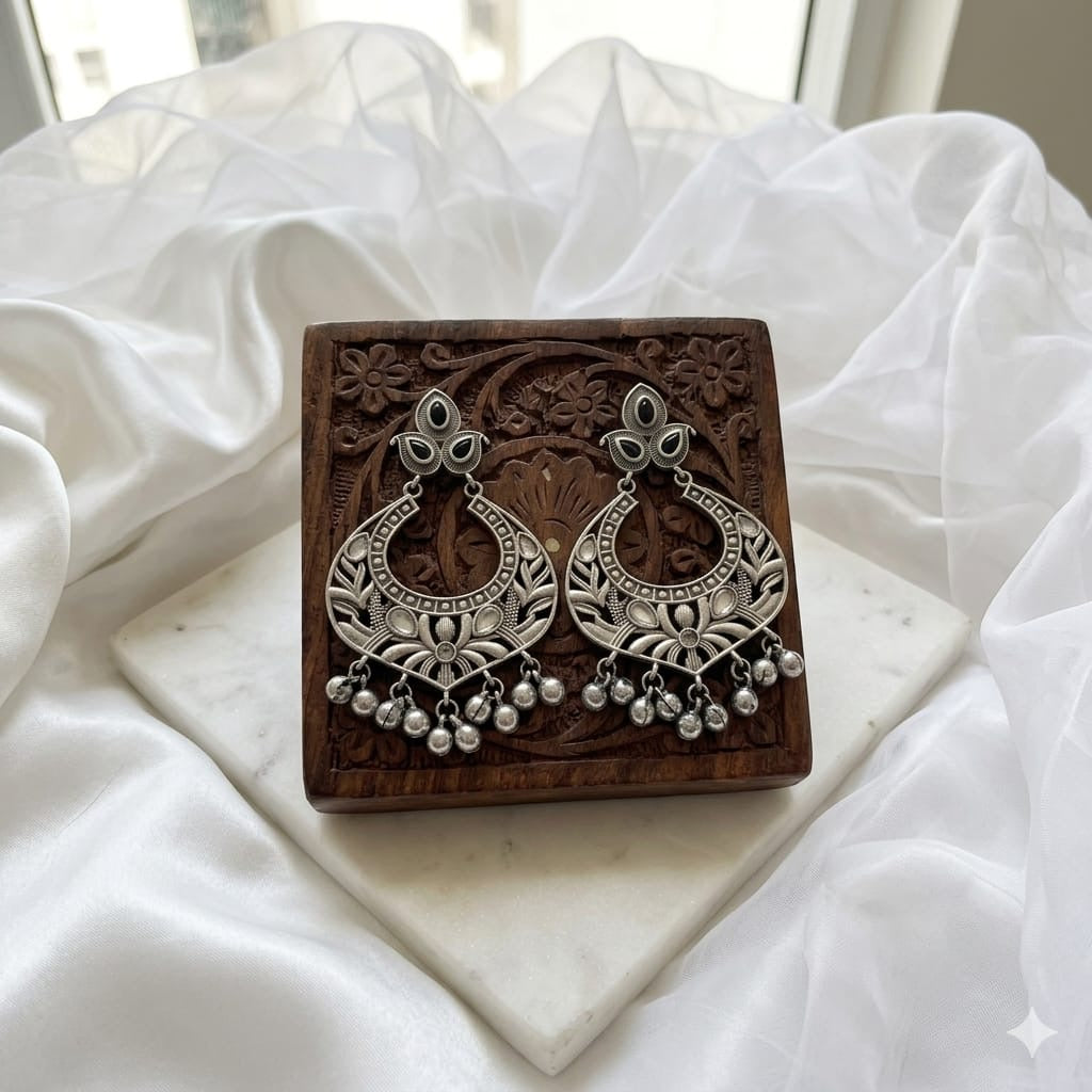Monalisa stone Statement light-weighted  Silver Earrings