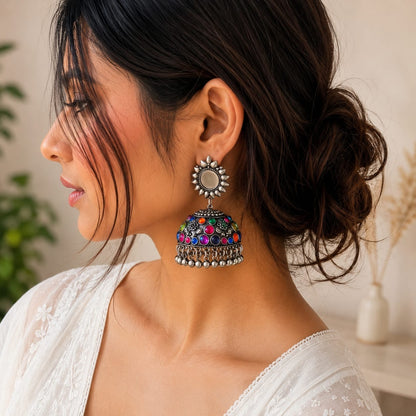 Darpan Jhumka | German Silver Earrings