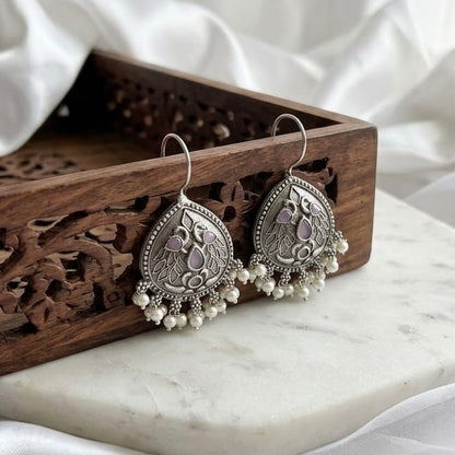 Monalisa stone Statement light-weighted Silver Earrings