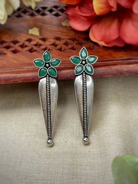 Green Stone flower Earrings