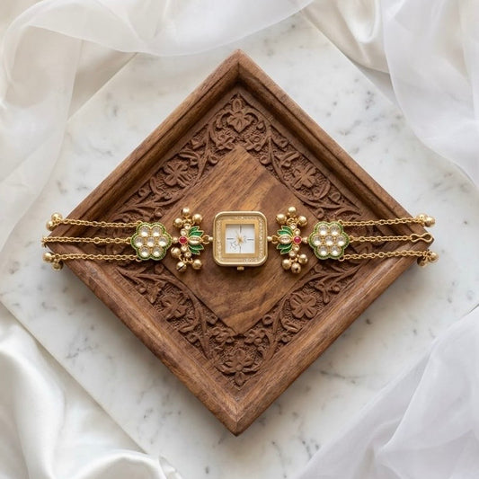 Kundan designed Watch | hand Jewelry