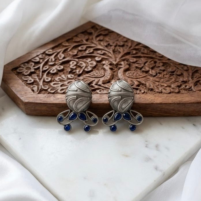 Monalisa stone Statement light-weighted  Silver Earrings