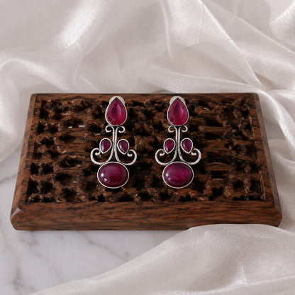 Monalisa stone Statement light-weighted  Silver Earrings