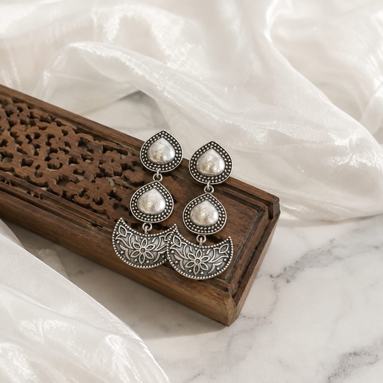 Green Stone flower Earrings