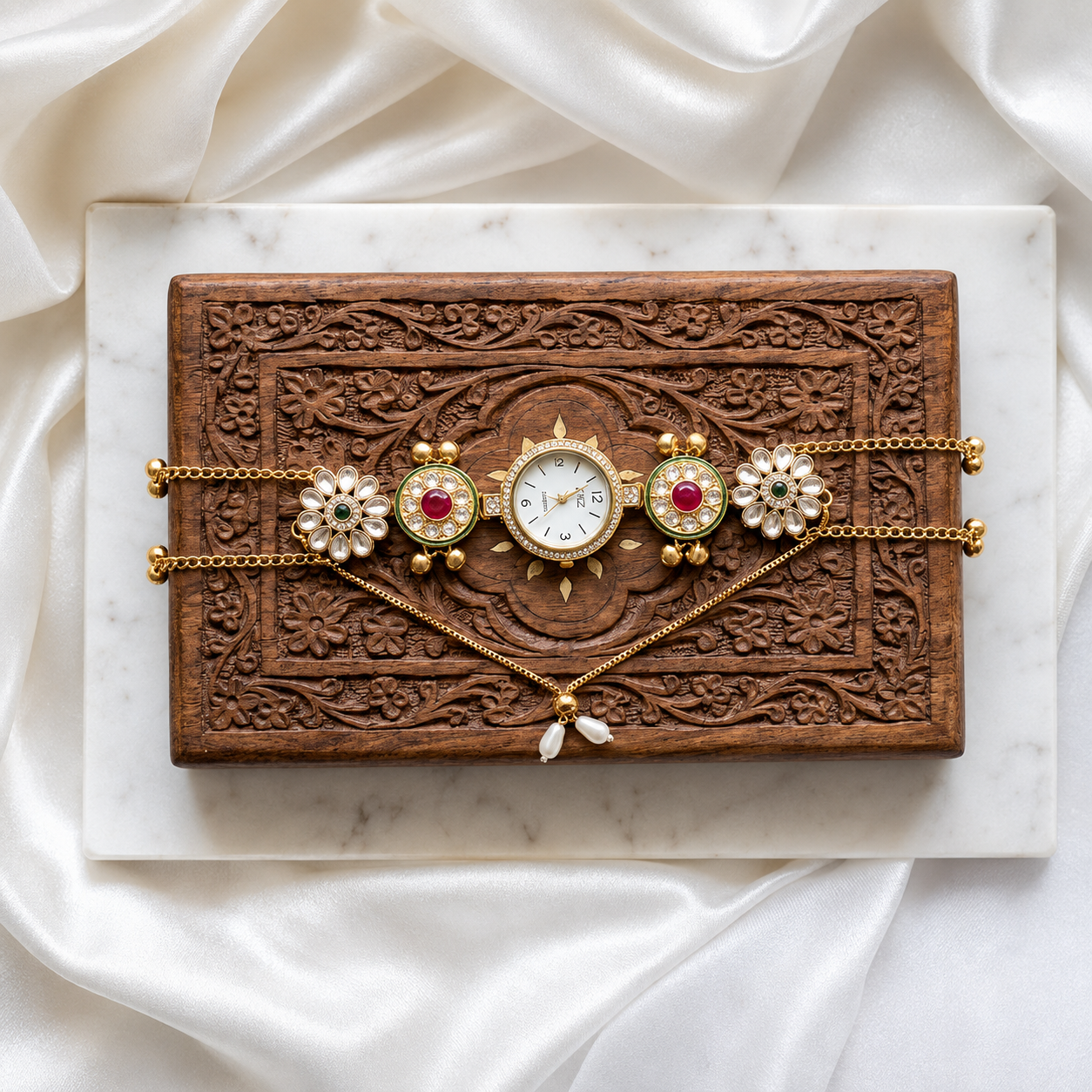 Kundan designed Watch | hand Jewelry