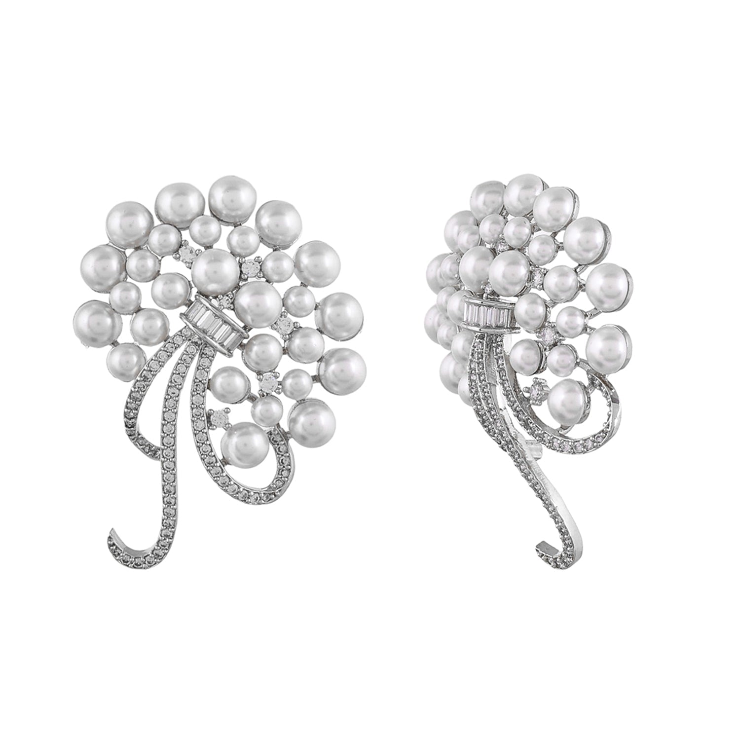 Guldasta 💐 | American Diamond earrings oxidised German silver Earrings saree kurta Bloom - By Sushmita India Navratri Diwali Ganpati holi Eid