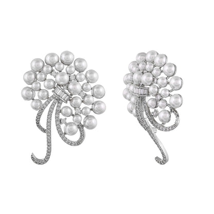 Guldasta 💐 | American Diamond earrings oxidised German silver Earrings saree kurta Bloom - By Sushmita India Navratri Diwali Ganpati holi Eid