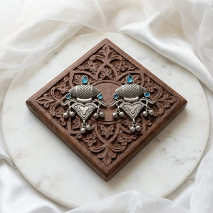 Monalisa stone Statement light-weighted  Silver Earrings