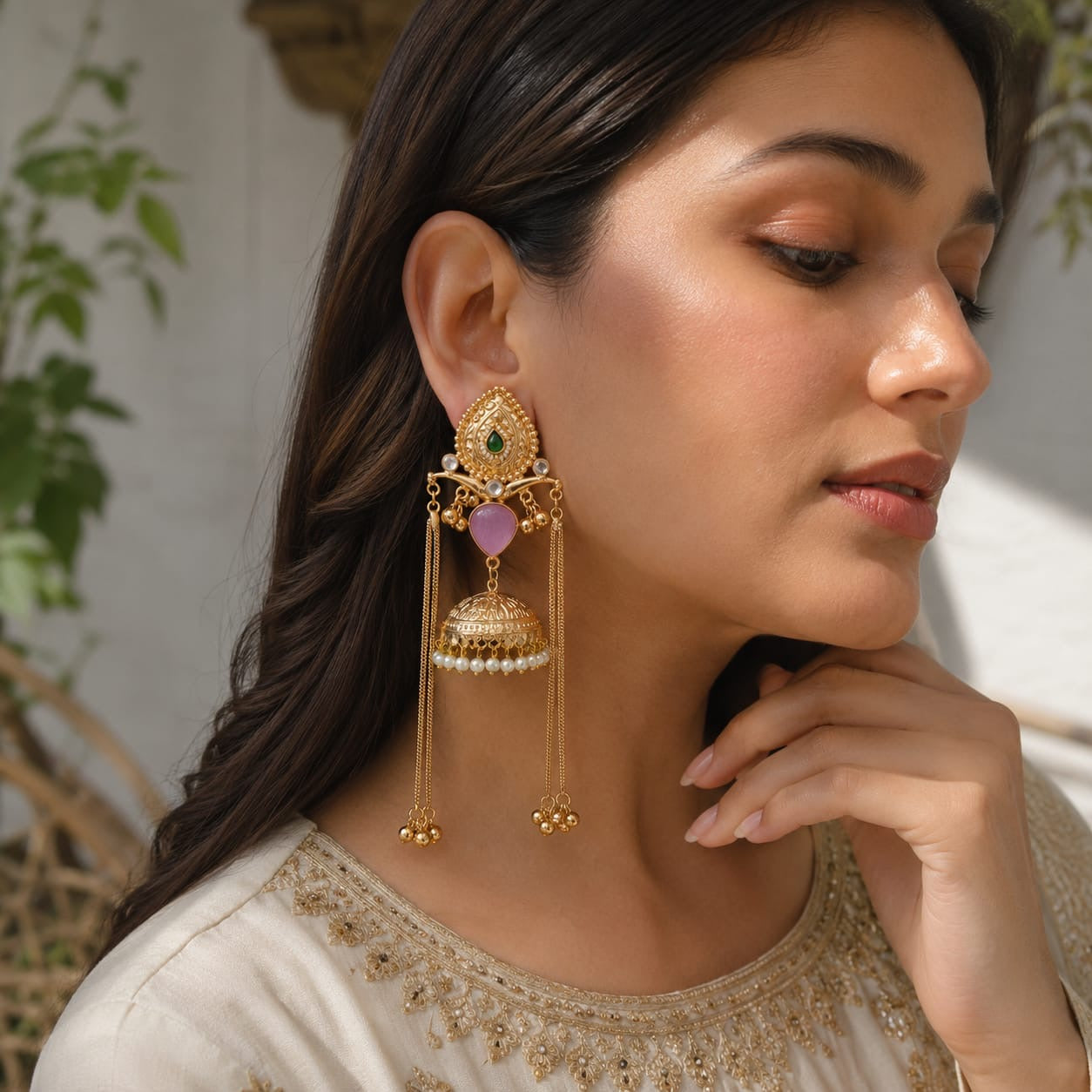 Sanya | gold plated Jhumka Earrings