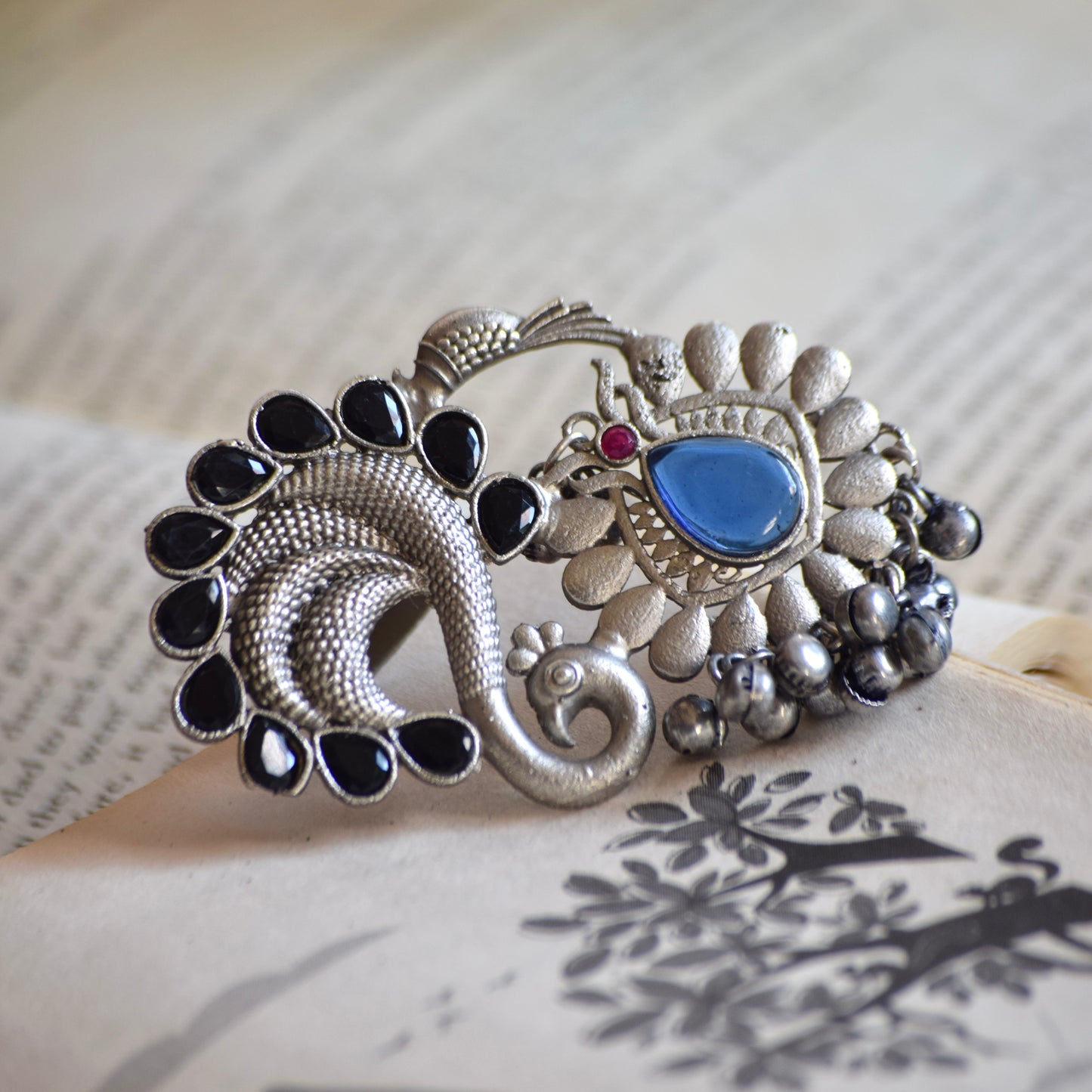 Fusion Ring oxidised German silver Rings saree kurta Bloom - By Sushmita India Navratri Diwali Ganpati holi Eid