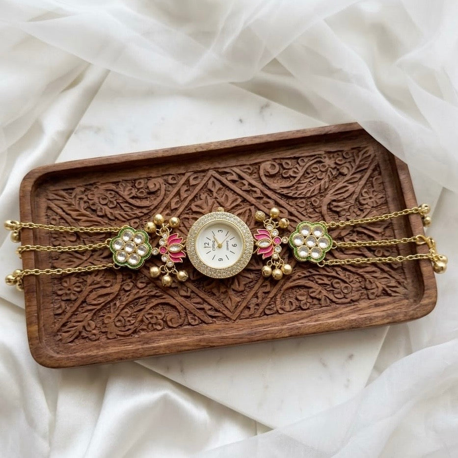 Kundan designed Watch | hand Jewelry