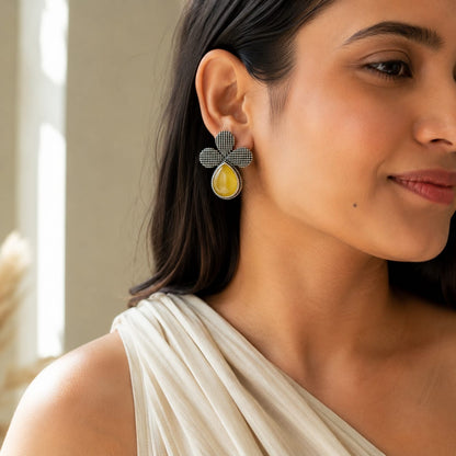 Monalisa stone Statement light-weighted  Silver Earrings