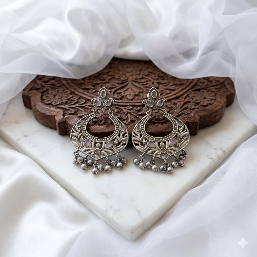 Monalisa stone Statement light-weighted  Silver Earrings