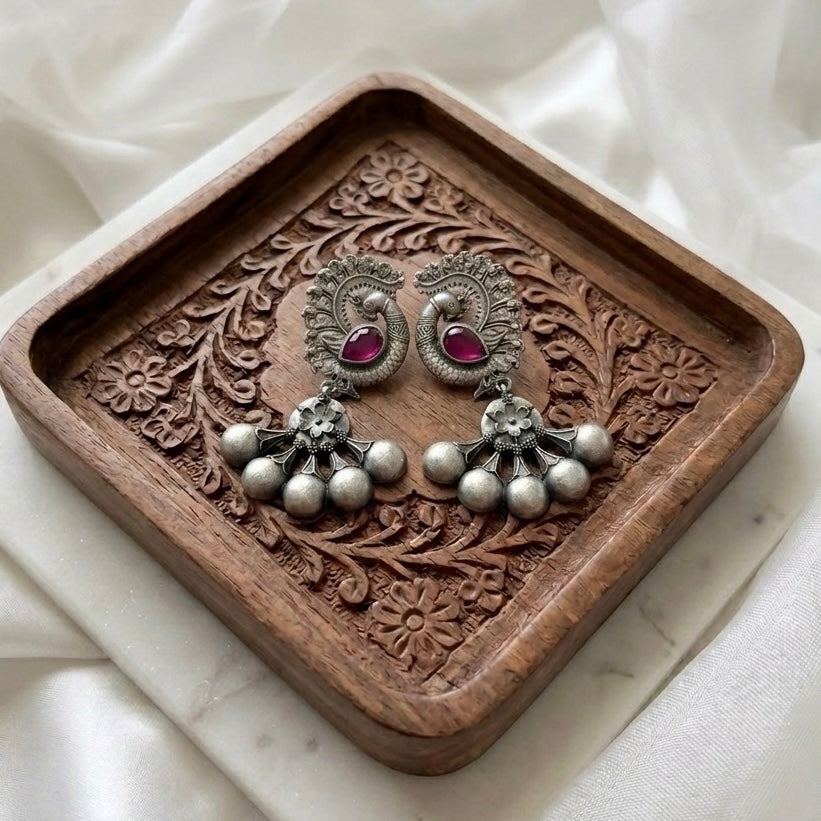 Peacock Collection | German Silver Earrings