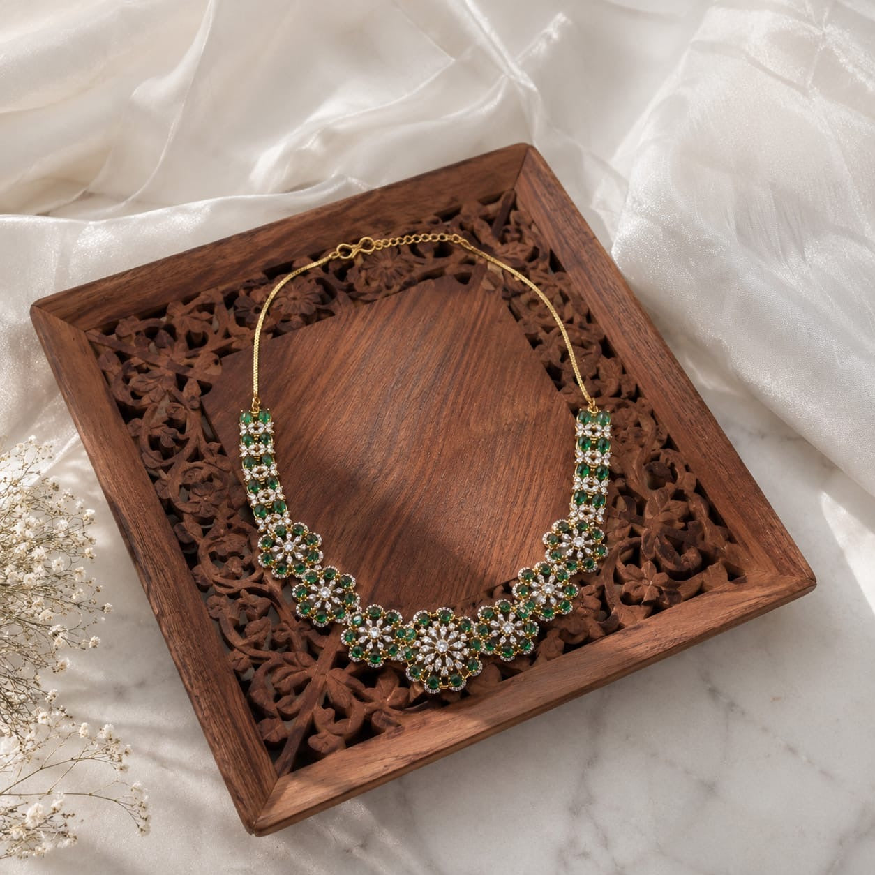meraaki - heritage 18k gold plated kundan necklace set