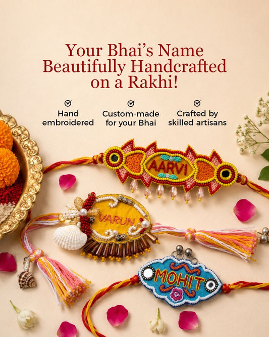 Designer customisable embroidered premium rakhi / bracelet for Rakshabandhan