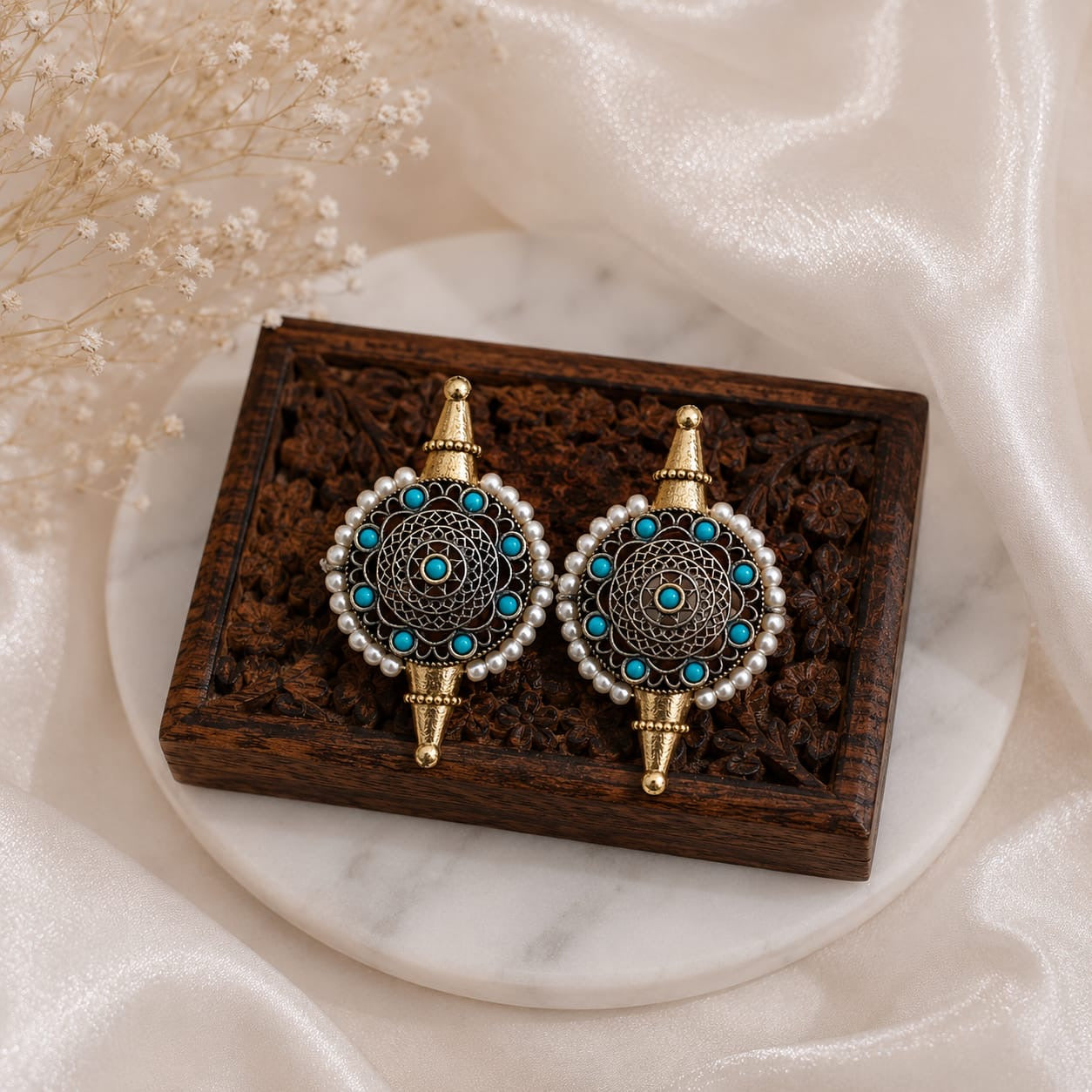 Monalisa stone Statement light-weighted  Silver Earrings