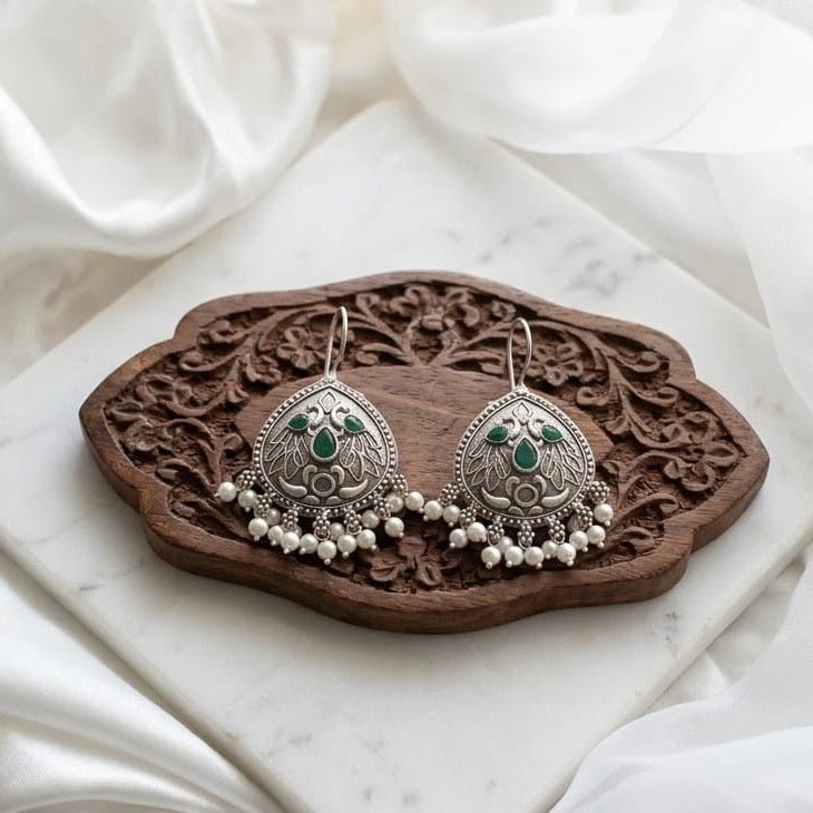 Monalisa stone Statement light-weighted Silver Earrings