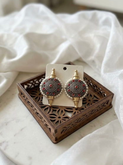 Monalisa stone Statement light-weighted  Silver Earrings