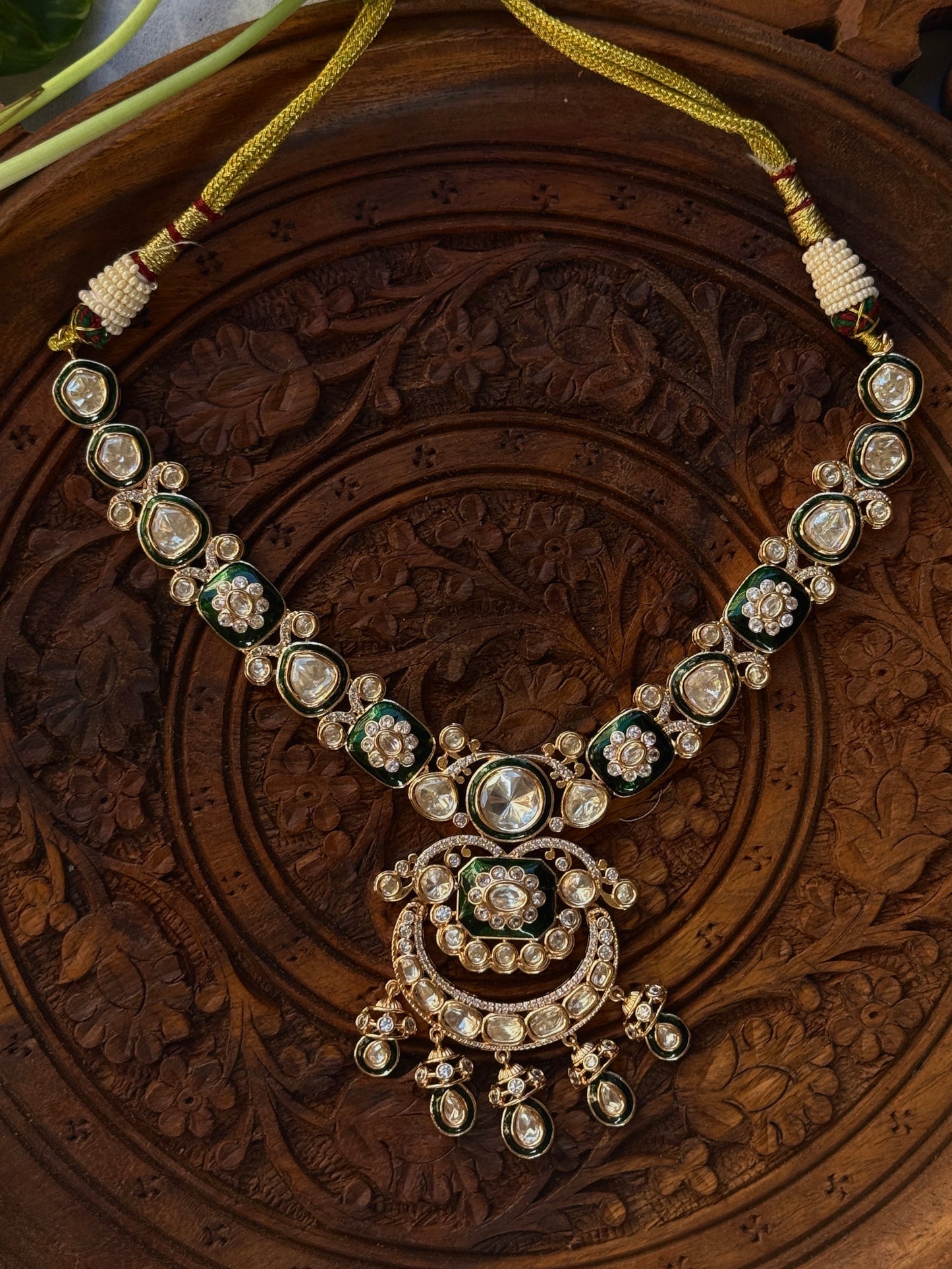 Devyani - heritage 18k gold plated kundan necklace set